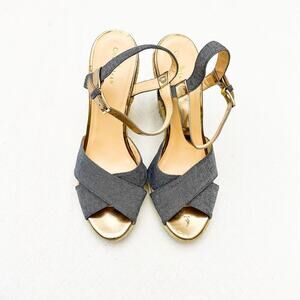 Cole Haan Denim Espadrille Wedge Platform Sandal Size 11